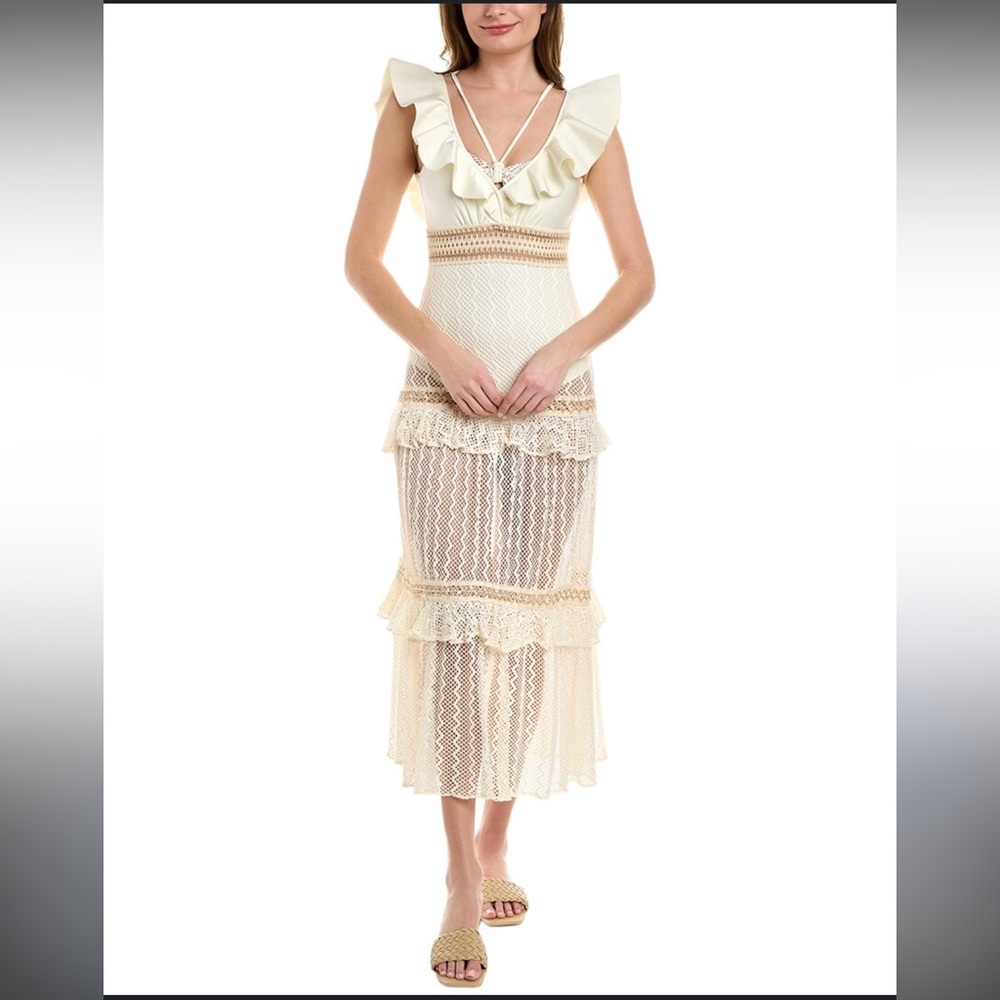 Patbo Ruffled Crochet Maxi Dress